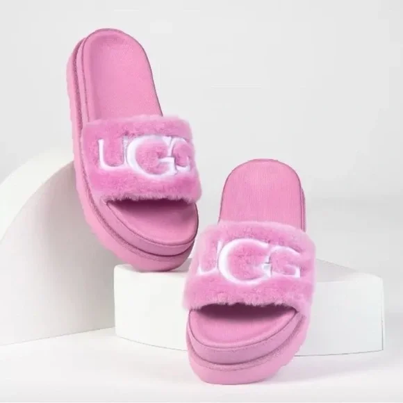 UGG Lavender Fluffy Slide Sandals - Picture 1 of 3